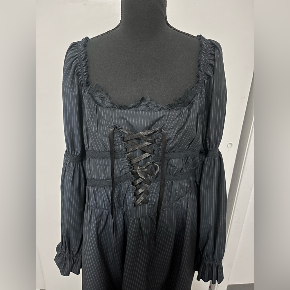 Sugar Thrillz Pinstripe lace up dress